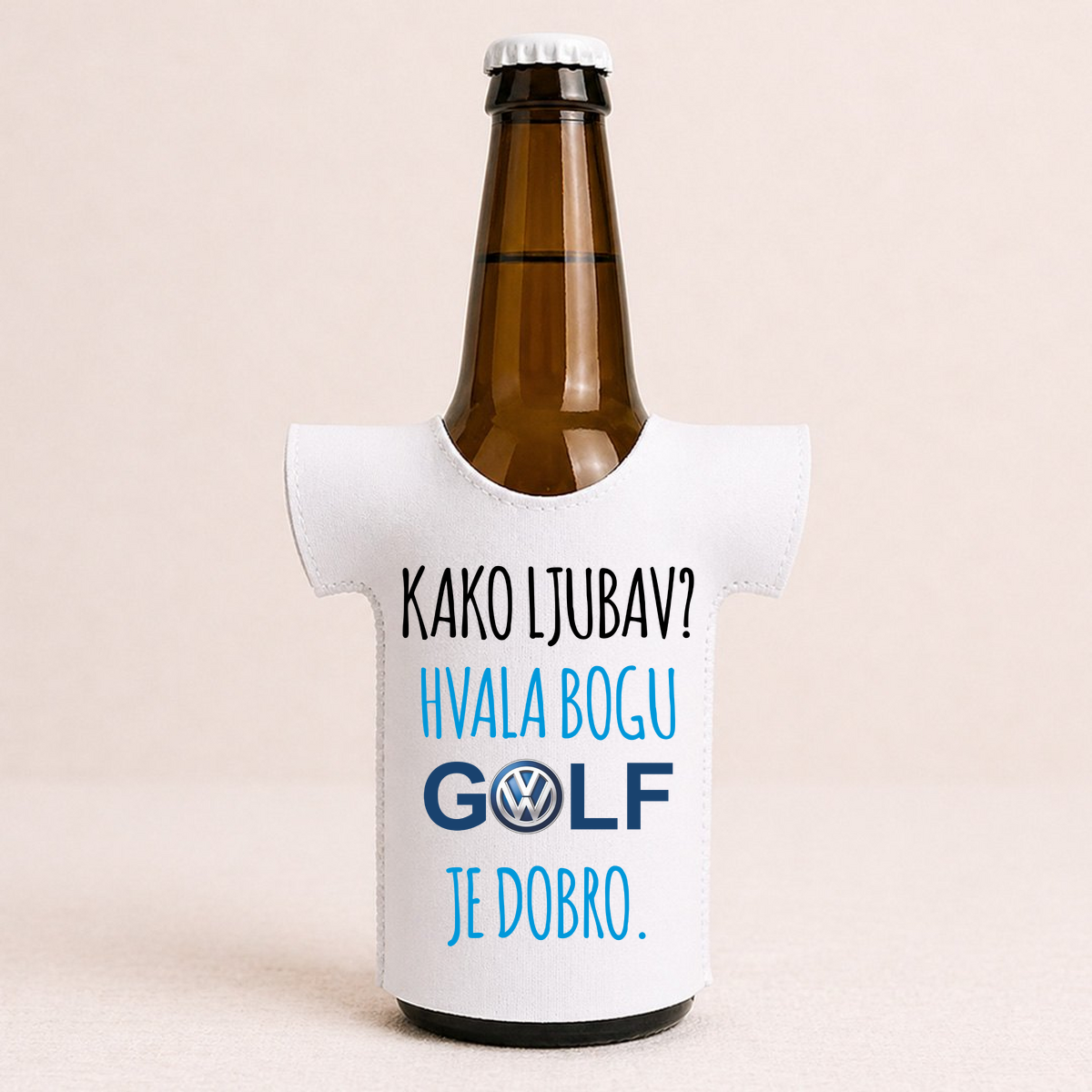 Kako ljubav? Hvala bogu GOLF je dobro #2 - Majica za flaše – prikaz proizvoda