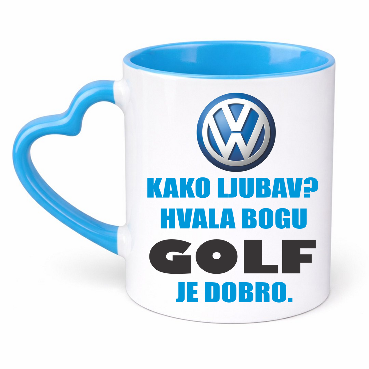 Kako ljubav? Hvala bogu GOLF je dobro - Šolja Srce – prikaz izdelka