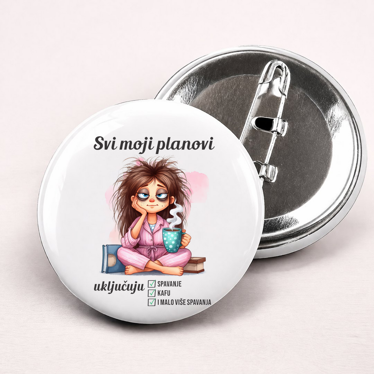 Svi moji planovi ukljucuju spavanje kafu - Bedževi – prikaz izdelka