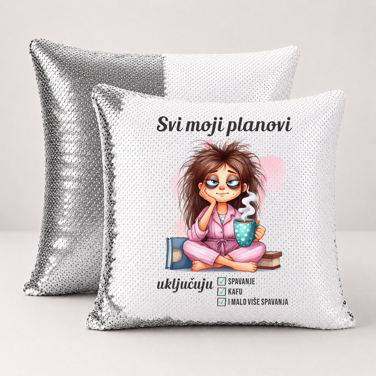 Svi moji planovi ukljucuju spavanje kafu - Jastuk magični – prikaz proizvoda