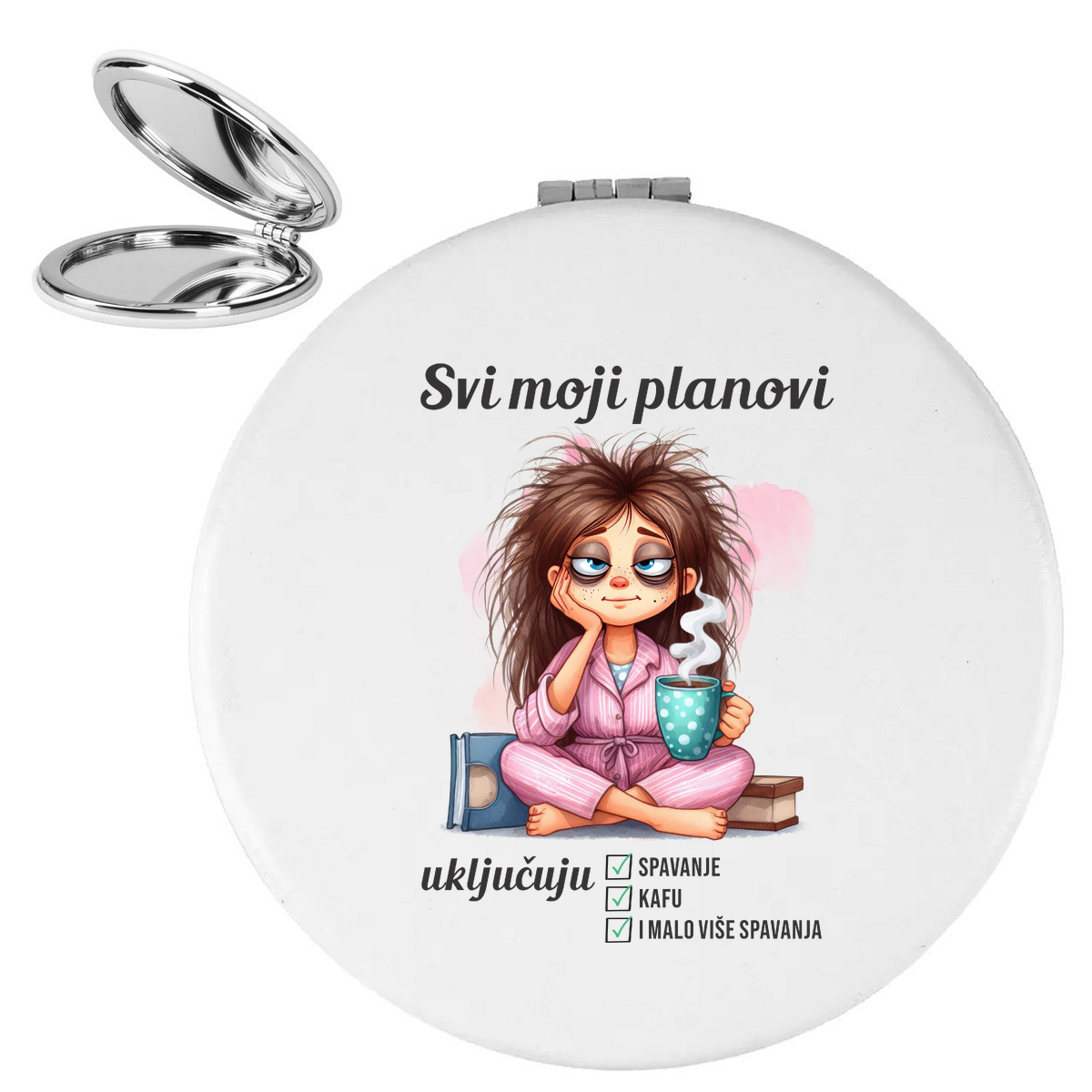 Svi moji planovi ukljucuju spavanje kafu - Ogledalce – prikaz proizvoda